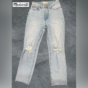 Madewell Distressed Light Blue Boyfriend Jeans